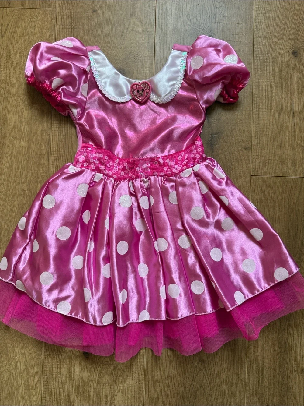 Girls Minnie Mouse Pink Polka Dot Tulle Costume Dress